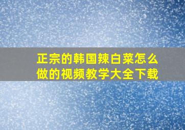 正宗的韩国辣白菜怎么做的视频教学大全下载