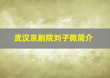 武汉京剧院刘子微简介