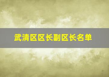 武清区区长副区长名单