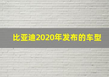 比亚迪2020年发布的车型