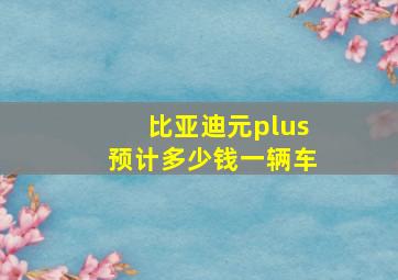 比亚迪元plus预计多少钱一辆车