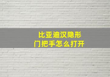 比亚迪汉隐形门把手怎么打开