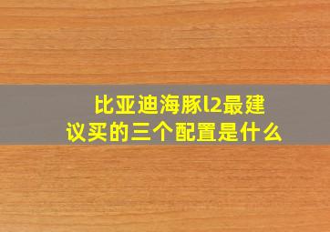 比亚迪海豚l2最建议买的三个配置是什么