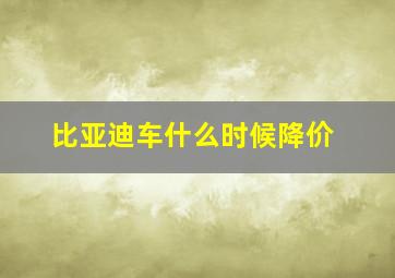 比亚迪车什么时候降价