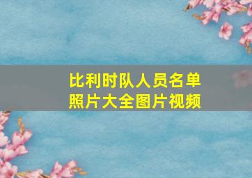 比利时队人员名单照片大全图片视频