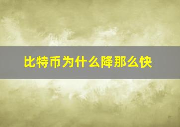 比特币为什么降那么快