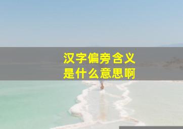 汉字偏旁含义是什么意思啊