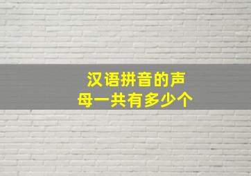 汉语拼音的声母一共有多少个