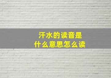 汗水的读音是什么意思怎么读