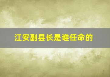 江安副县长是谁任命的