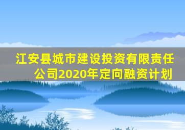 江安县城市建设投资有限责任公司2020年定向融资计划