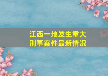 江西一地发生重大刑事案件最新情况