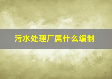 污水处理厂属什么编制