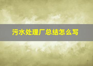 污水处理厂总结怎么写