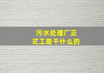 污水处理厂正式工是干什么的