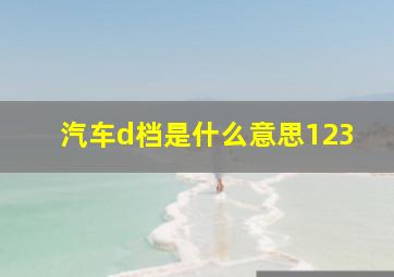 汽车d档是什么意思123