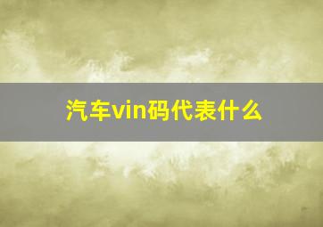 汽车vin码代表什么