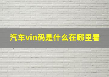 汽车vin码是什么在哪里看