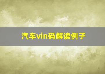 汽车vin码解读例子