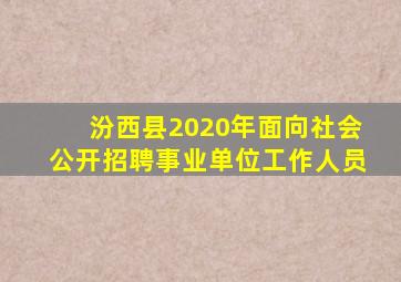 汾西县2020年面向社会公开招聘事业单位工作人员