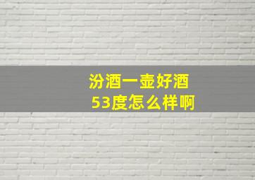 汾酒一壶好酒53度怎么样啊