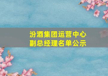 汾酒集团运营中心副总经理名单公示