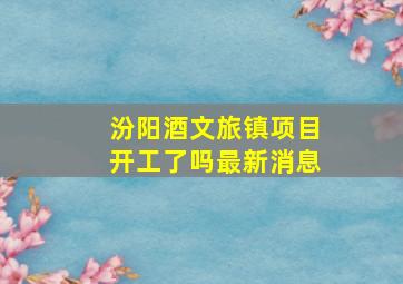 汾阳酒文旅镇项目开工了吗最新消息