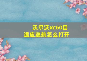 沃尔沃xc60自适应巡航怎么打开