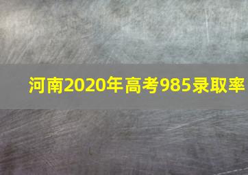 河南2020年高考985录取率