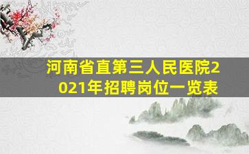 河南省直第三人民医院2021年招聘岗位一览表