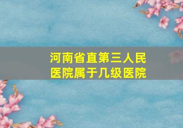 河南省直第三人民医院属于几级医院