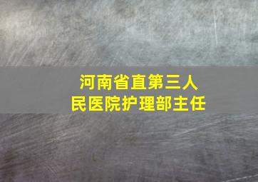 河南省直第三人民医院护理部主任