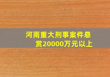 河南重大刑事案件悬赏20000万元以上