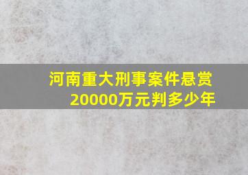 河南重大刑事案件悬赏20000万元判多少年