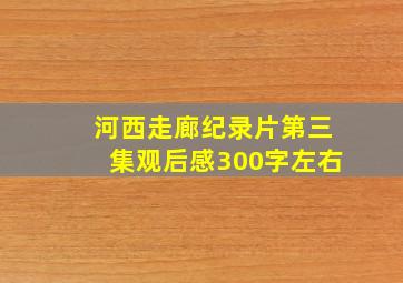 河西走廊纪录片第三集观后感300字左右