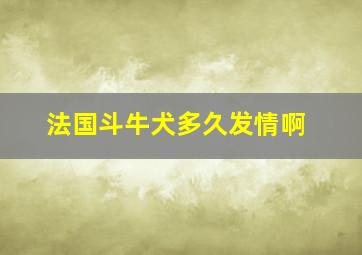 法国斗牛犬多久发情啊