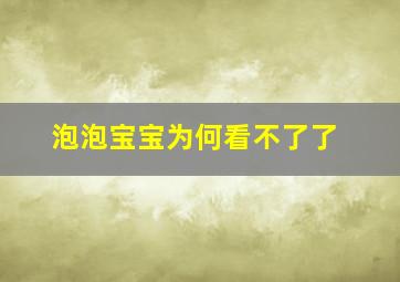 泡泡宝宝为何看不了了