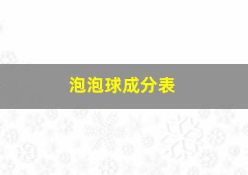 泡泡球成分表