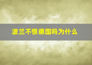 波兰不恨德国吗为什么