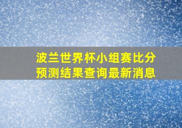 波兰世界杯小组赛比分预测结果查询最新消息