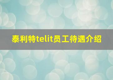 泰利特telit员工待遇介绍