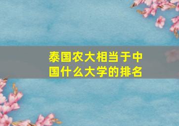 泰国农大相当于中国什么大学的排名