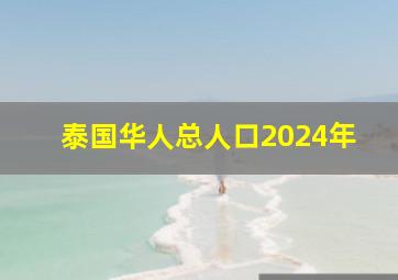 泰国华人总人口2024年