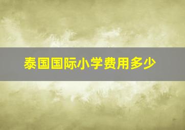 泰国国际小学费用多少