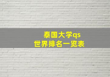 泰国大学qs世界排名一览表