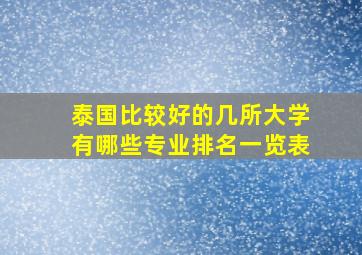 泰国比较好的几所大学有哪些专业排名一览表