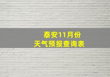 泰安11月份天气预报查询表