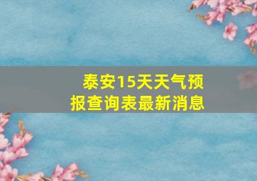 泰安15天天气预报查询表最新消息