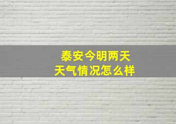 泰安今明两天天气情况怎么样