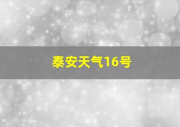 泰安天气16号